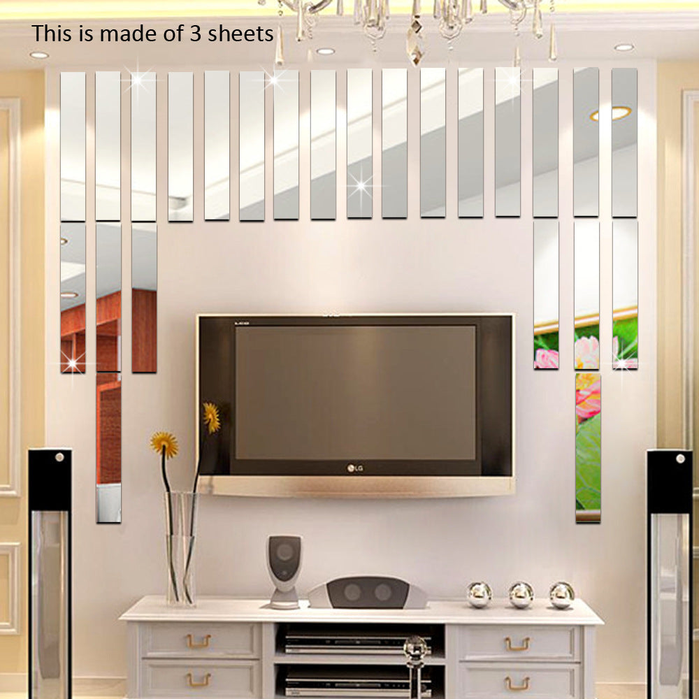 Striped Smooth Background Wall Modern Home Mirror Sticker